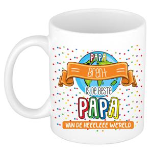 Naam mok papa Brent - wit - de beste - keramiek - 300 ml - Vaderdag/verjaardag