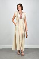 Marant Etoile jurk Liviane RO1050FA-D1J16E beige/red