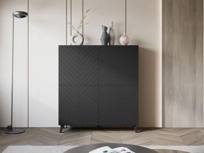 Dressoir FUKETTE 4 deuren grafiet/zwart