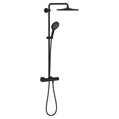 Grohe Rainshower douchesysteem thermostatisch met handdouche 3 straalsoorten phantom black 22119kf0