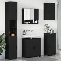 Badkamermeubelset 5 pcs Zwart 61 x 35 x 64 cm Bewerkt hout