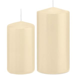 Stompkaarsen set van 6x stuks creme wit 12 en 15 cm