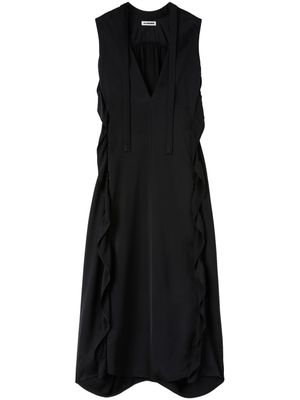 Jil Sander robe longue à volants - Noir