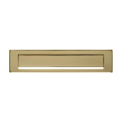 Intersteel briefplaat 340x75mm met klep/regenrand - PVD messing kleur