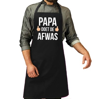 Papa doet de afwas cadeau katoenen schort zwart voor heren
