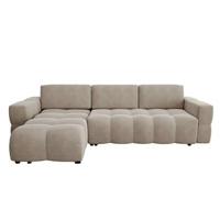 Linker hoek slaapbank kist fluweel taupe 286cm - thumbnail