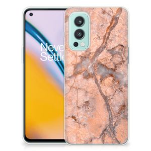 OnePlus Nord 2 5G TPU Siliconen Hoesje Marmer Oranje