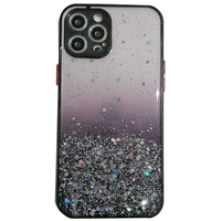 iPhone 14 hoesje - Backcover - Camerabescherming - Glitter - TPU - Zwart - thumbnail