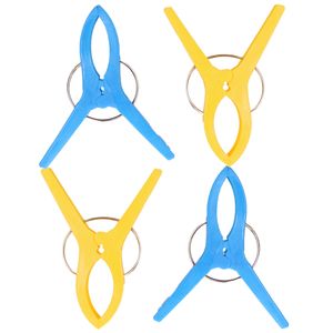 Handdoekknijpers XL - 4x - blauw/geel - kunststof - 12 cm - wasknijpers