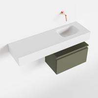 Toiletmeubel Mondiaz Andor | 100 cm | Meubelkleur Army | Lex vrijhangend wastafel Talc Rechts | Zonder kraangat
