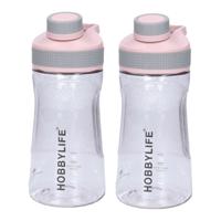 Waterfles / drinkfles / sportfles Aquamania - 2x - lichtroze - 530 ml - kunststof - bpa vrij