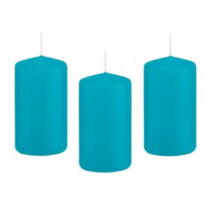 Cilinderkaars/stompkaars - 10x - turquoise - 5 x 10 cm - 23 branduren