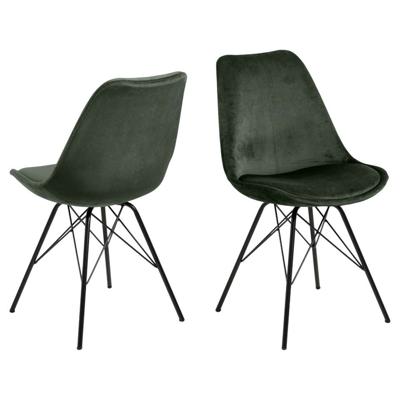 Leen Bakker - Eetkamerstoel Bonn (2 Stuks) - Velvet - Metaal/Velvet - Groen - 54x48.5x85.5 Cm