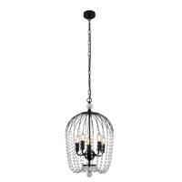 Searchlight KroonluchterShower zwart met kristal - 30216-5BK