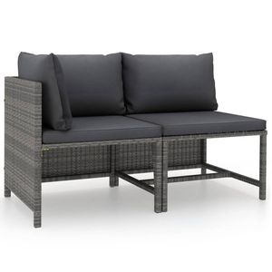 vidaXL 2-delige Loungeset met kussens poly rattan grijs