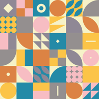 Retro geometrisch behang woonkamer