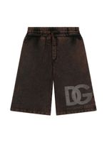 Dolce & Gabbana Kids short en coton à logo imprimé - Marron