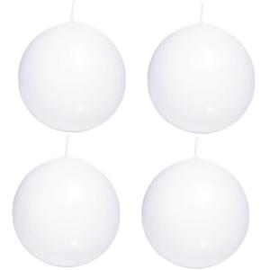 Trend Candles Bolkaars glad - 4x - wit - 7 cm - 16 branduren - ronde kaarsen