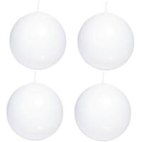 Trend Candles Bolkaars glad - 4x - wit - 7 cm - 16 branduren - ronde kaarsen