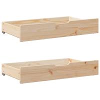 VidaXL Bedlades 2 st met wieltjes 90x55x17 cm massief grenenhout VidaXL Bedlades 2 st met wieltjes 90x55x17 cm massief grenenhout