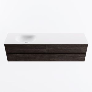 MONDIAZ VICA 180cm badmeubel onderkast Dark Brown 4 lades. Wastafel MOON links 1 kraangat, kleur Talc.