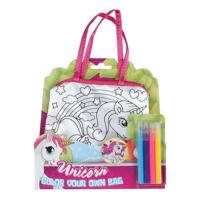 Unicorn Kleur Je Eigen Tasje met 4 Viltstiften, 16cm