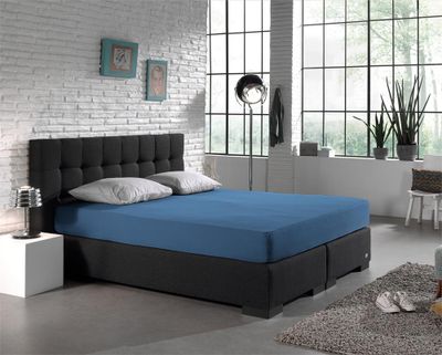Dreamhouse - Hoeslaken Dubbel Jersey - Blauw - 80/90/100 x 200/210/220 Dreamhouse - Hoeslaken Dubbel Jersey - Blauw - 80/90/100 x 200/210/220
