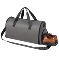 2-In-1 Handbagagetas en Kledinghangtas 50 Liter Waterdichte Reistas Kledingtas van PU Handbagagetas Donkergrijs