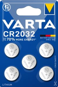 Batterij Varta knoopcel CR2032 lithium blister Ãƒ 5stuk
