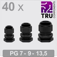 TRU COMPONENTS TC-13448352 Wartel PG7, PG9, PG13 Polyamide Zwart 40 stuk(s)