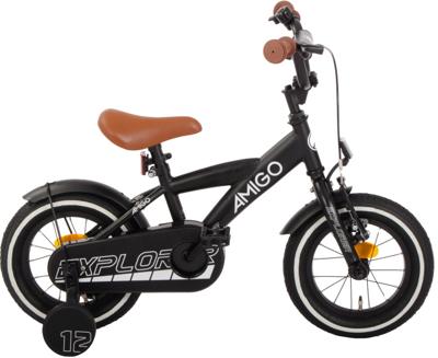 AMIGO Explorer 12 Inch Jongens Terugtraprem Zwart/Wit