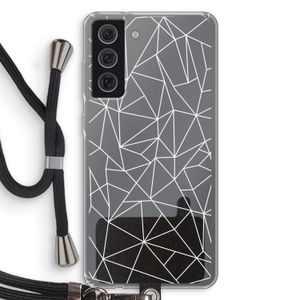 Geometrische lijnen wit: Samsung Galaxy S21 FE Transparant Hoesje met koord
