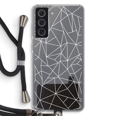 Geometrische lijnen wit: Samsung Galaxy S21 FE Transparant Hoesje met koord