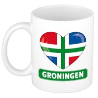 Hartje vlag Groningen mok / beker - wit - 300 ml - thumbnail
