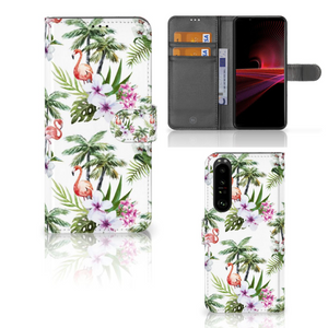 Sony Xperia 1 III Telefoonhoesje met Pasjes Flamingo Palms