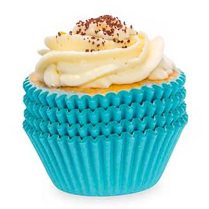 Muffin en cupcakes vormpjes - papier - blauw - set 100x stuks - Dia 11 cm