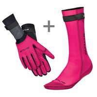 BTTLNS Neopreen zwemsokken en zwemhandschoenen voordeelset roze - thumbnail