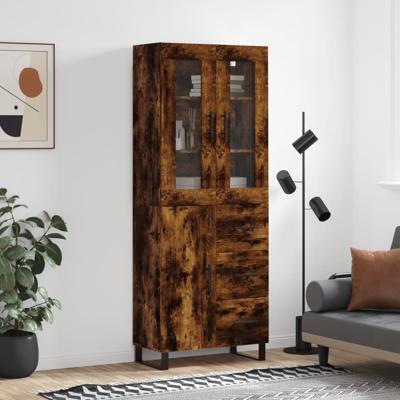 Hoge kast 69,5x34x180 cm bewerkt hout gerookt eikenkleurig