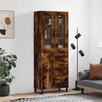 Hoge kast 69,5x34x180 cm bewerkt hout gerookt eikenkleurig