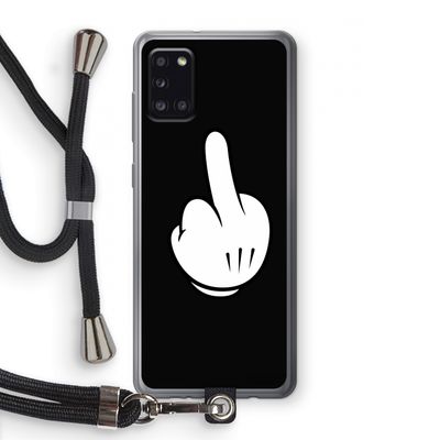Middle finger black: Samsung Galaxy A31 Transparant Hoesje met koord