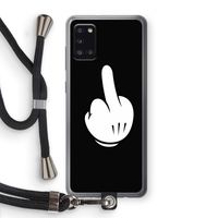 Middle finger black: Samsung Galaxy A31 Transparant Hoesje met koord