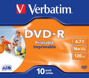 Verbatim 43521 DVD-R disc 4.7 GB 10 stuk(s) Jewelcase Bedrukbaar