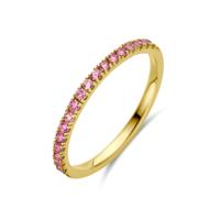 14K Geelgouden Ring met Roze Toermalijn Geboortesteen - Oktober