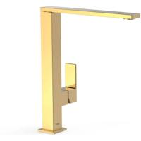 Wastafelkraan Tres Cuadro | Opbouw | Mengkraan | Hoog model | 1-hendel | Vierkant | 24k Goud glans