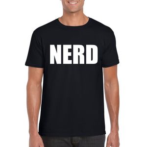 Nerd tekst t-shirt zwart heren