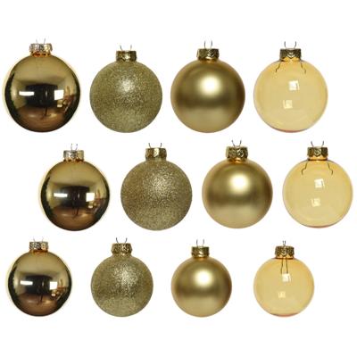 Decoris kerstballen - 42x - goud - glas - 5-6-7 cm - mat/glans/glitter - kerstversiering