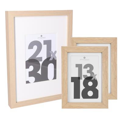 Fotolijstjes set - 1x voor 21 x 30 cm - 2x voor 13 x 18 cm - naturel - modern/strak ontwerp