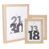 Fotolijstjes set - 1x voor 21 x 30 cm - 2x voor 13 x 18 cm - naturel - modern/strak ontwerp