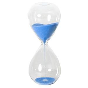 Zandloper cilinder Timer - decoratie of tijdsmeting - 10 minuten blauw zand - H16 cm - glas   -