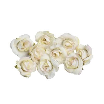 10 sets 4cm kunstmatige bloem Silk Rose Flower hoofd voor bruiloft partij Home Decoratie (melk wit)